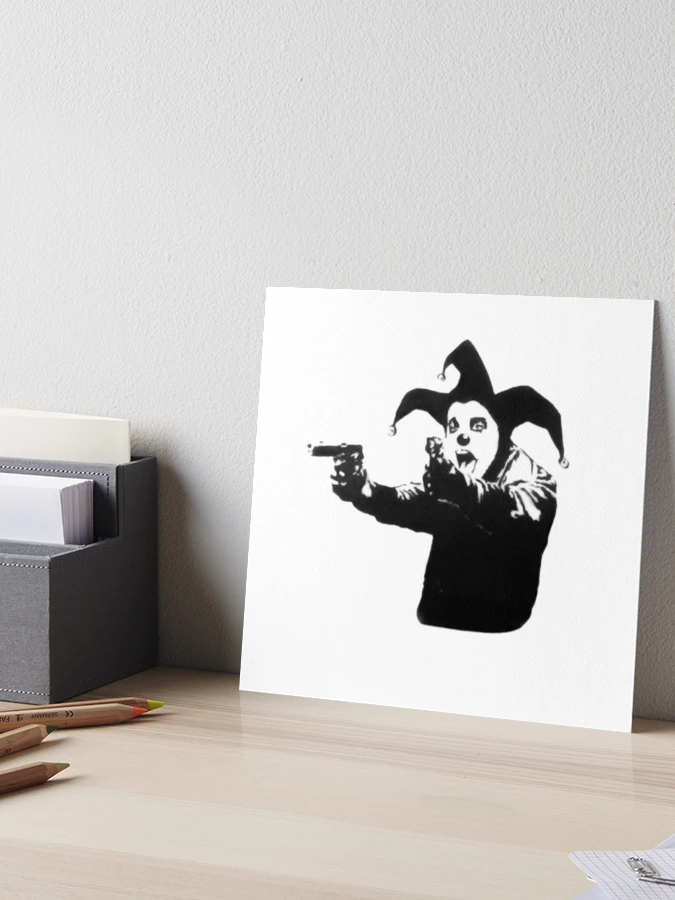 Banksy shouting clown, jester with guns | Art Board Print