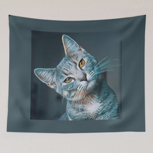 Item preview, A Beautiful Grey Tabby Cat with golden amber eyes in a paint effect designed and sold by ditzy-designs.