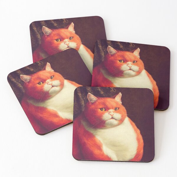 Item preview, Red Cat eating Burger and French fries designed and sold by ladarkepoque.