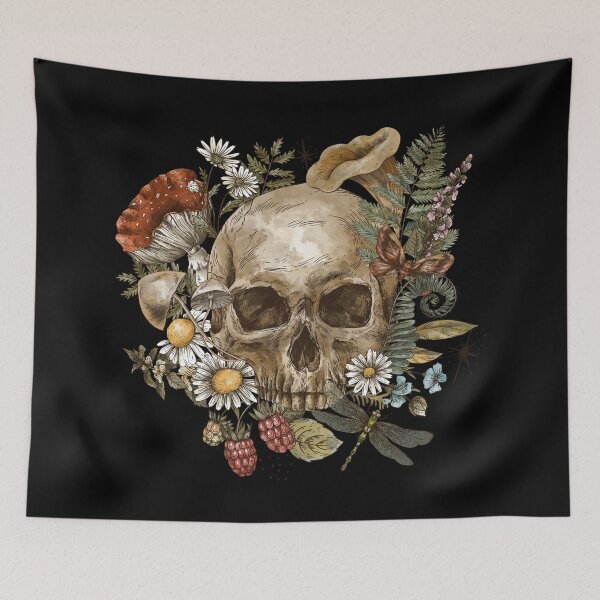Item preview, Skull flower Dark academia goblin core cottagecore  designed and sold by ArtfulGiftShop.
