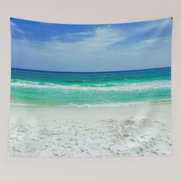 Item preview, Blue Turquoise Ocean Summer Beach Foamy Waves with Sand and Blue Sky designed and sold by MyArt23.