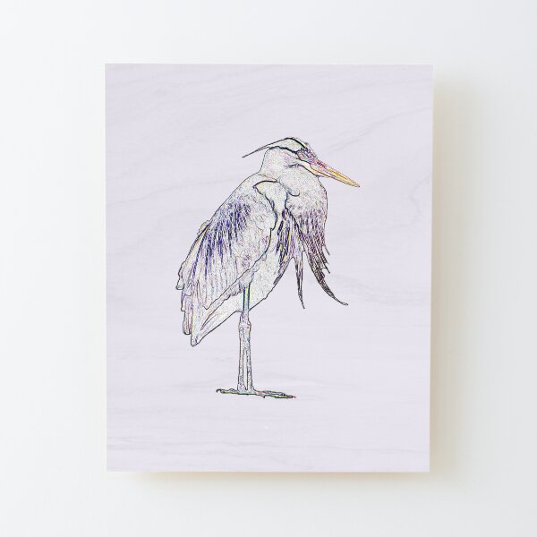 Great Blue Heron Wood Mounted Print