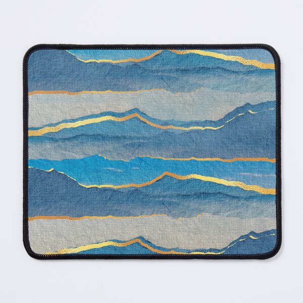 Item preview, Azure Blue, Teal And Golden-Hues Mountains Abstract designed and sold by DEC02.