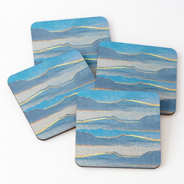 Item preview, Azure Blue, Teal And Golden-Hues Mountains Abstract designed and sold by DEC02.