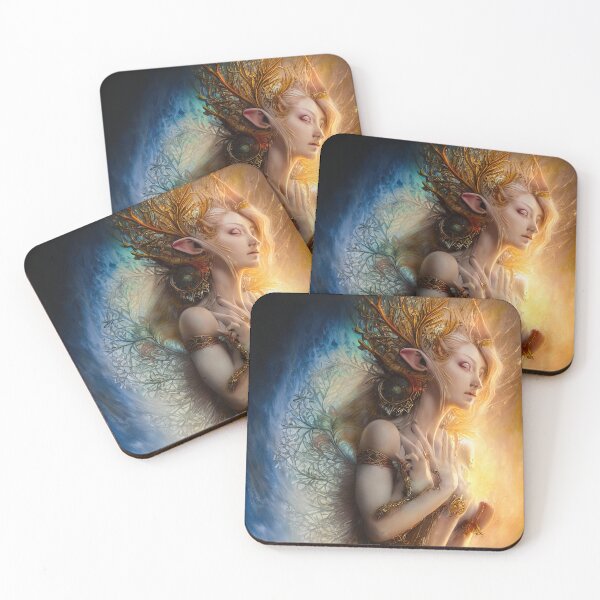 Item preview, Elven Godess of the Fractal Forest - AI Artwork - Digital Fantasy Painting designed and sold by BRaiNDEDprints.