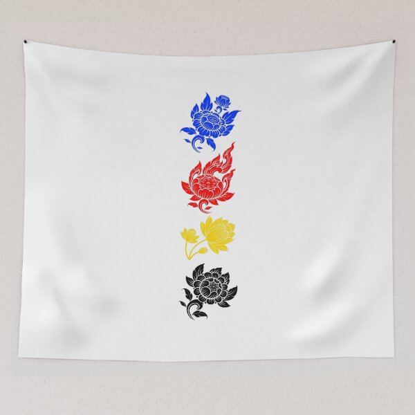 Item preview, Asian Flower Art Polyamorous. Polyamory Pride designed and sold by Subtle Pride Shop.