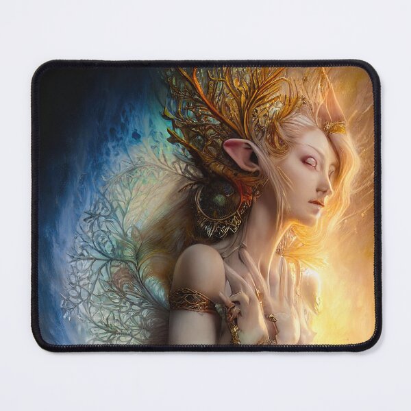 Item preview, Elven Godess of the Fractal Forest - AI Artwork - Digital Fantasy Painting designed and sold by BRaiNDEDprints.