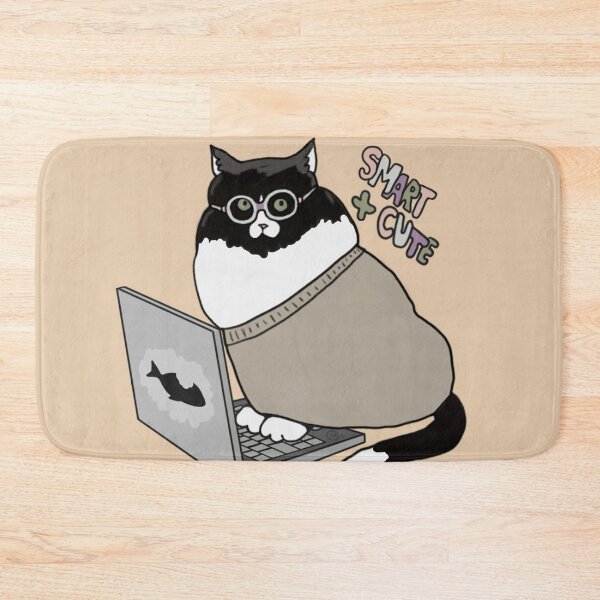Item preview, Cat In Glasses With Laptop Smart And Cute designed and sold by ViewerEqualsPhoton.