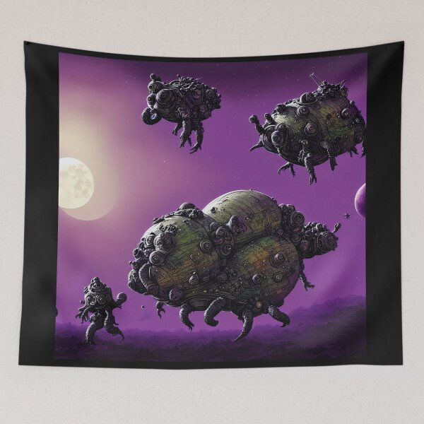 Item preview, Alien battlesnails invading a purple planet II designed and sold by BrachiaST.