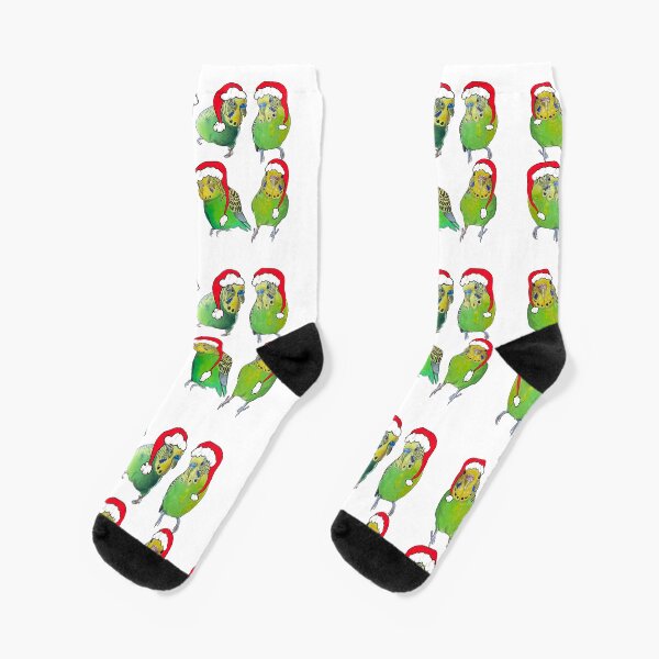 Budgie Flock, green Christmas Socks