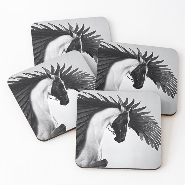 Item preview, White Horse With Black Wings Unicorn designed and sold by ONORMAL.