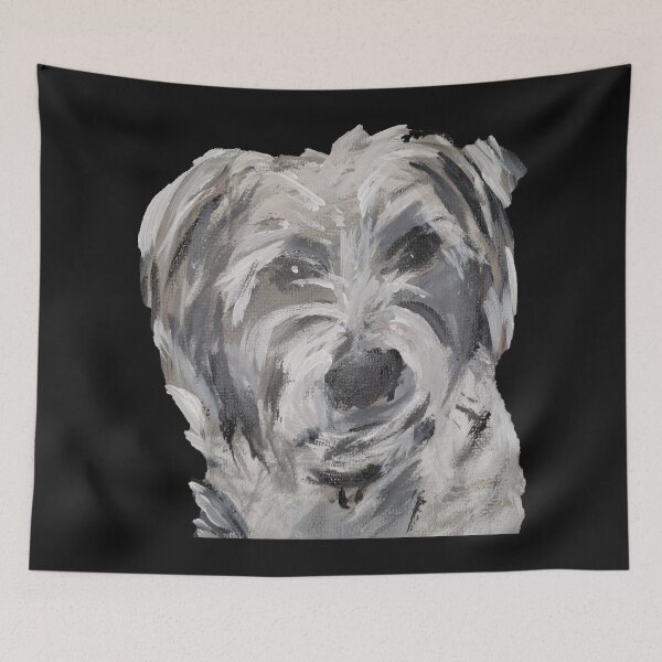Item preview, White grey dog portrait  designed and sold by WorldOfWendyArt.