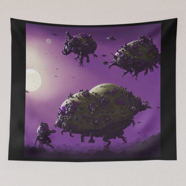 Item preview, Alien battlesnails invading a purple planet III designed and sold by BrachiaST.