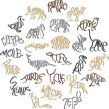 Artwork thumbnail, Animals A to Z Natural World by Calligrammed