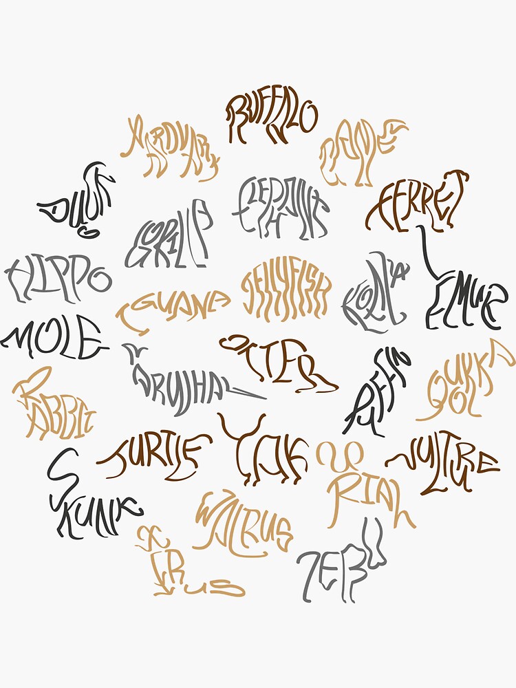 Thumbnail 3 of 3, Sticker, Animals A to Z Natural World designed and sold by Calligrammed.