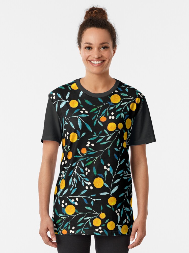 Thumbnail 2 of 5, Graphic T-Shirt, Oranges on Black designed and sold by artiisan.