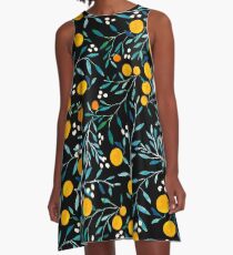 Oranges on Black A-Line Dress