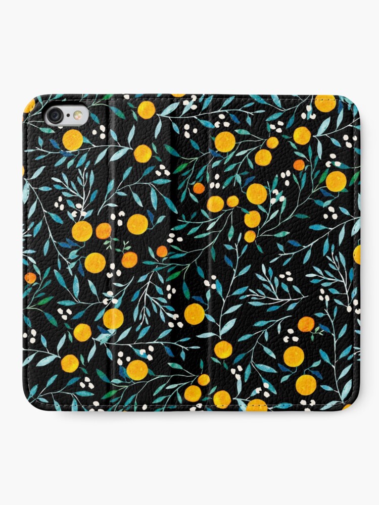 Alternate view of Oranges on Black iPhone Wallet