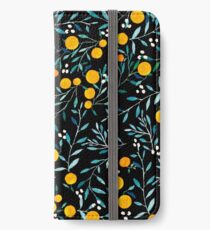 Orangen auf Schwarz iPhone Flip-Case/Hülle/Skin