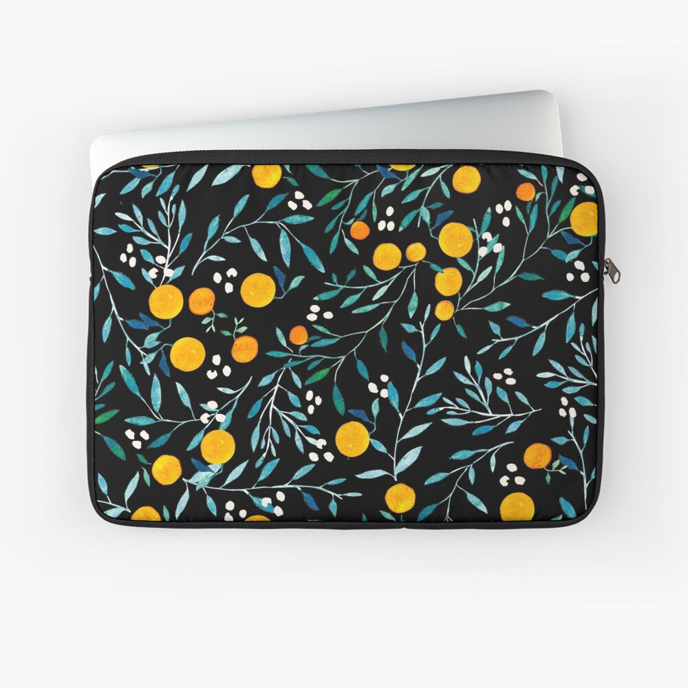 Oranges on Black Laptop Sleeve