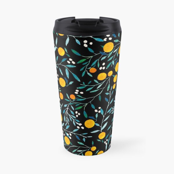 Oranges on Black Travel Mug