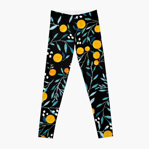 Oranges on Black Leggings