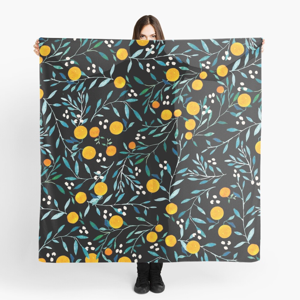 Oranges on Black Scarf