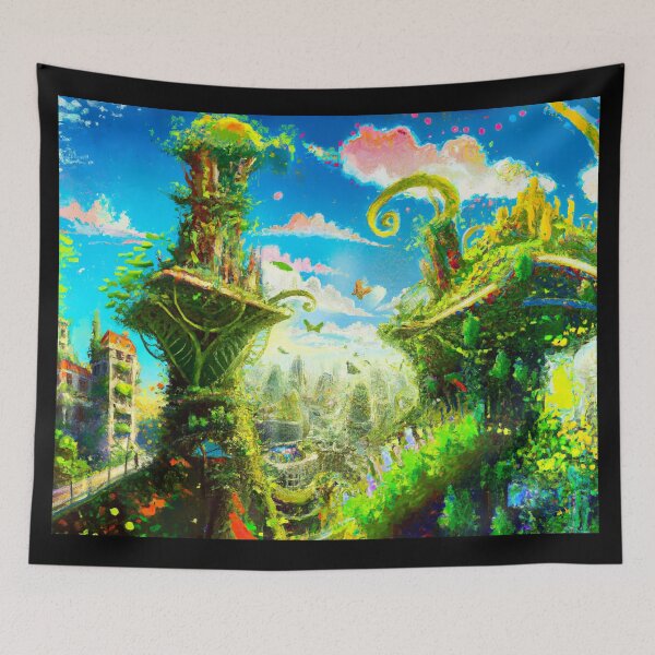 Item preview, Futuristic Plant City Digital Painting, AI Generated Art designed and sold by sweetbelle.