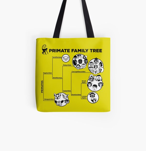 Primate Family Tree All Over Print Tote Bag