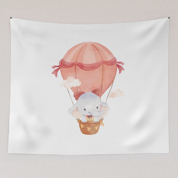 Item preview, Cute Elephant Hot Air Balloon Watercolor designed and sold by Darius Bocos.