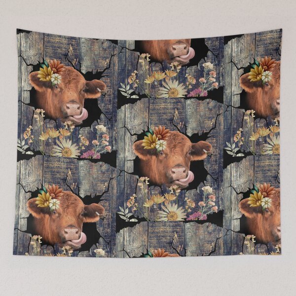 Item preview, Sweet Cow With Wildflowers Colorful Design designed and sold by EarthArtDesigns.