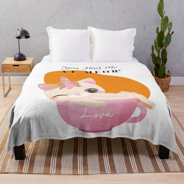 Item preview, You Had Me at Meow - Pink unicat cartoon in a cup - unicorn - cat - orange abstract background - unicat - cartoon aesthetic - Adorable designed and sold by Mechanical-Artt.