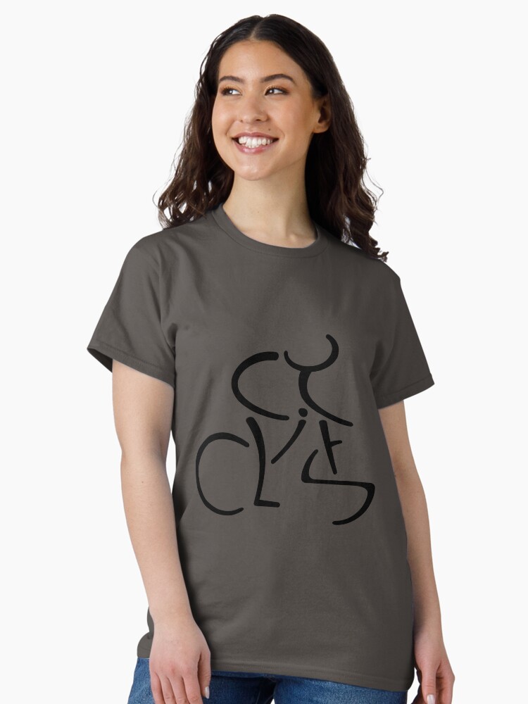 Thumbnail 2 of 7, Classic T-Shirt, Cyclist Word Art Cycling Design designed and sold by Calligrammed.