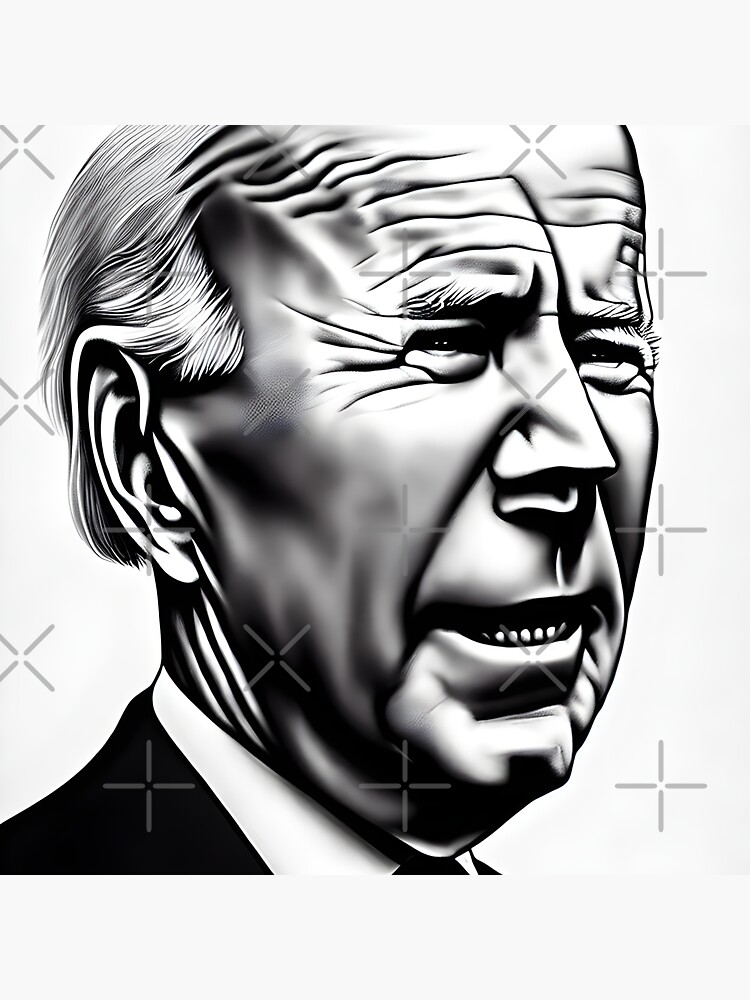 Joe Biden caricature noir et blanc Sticker