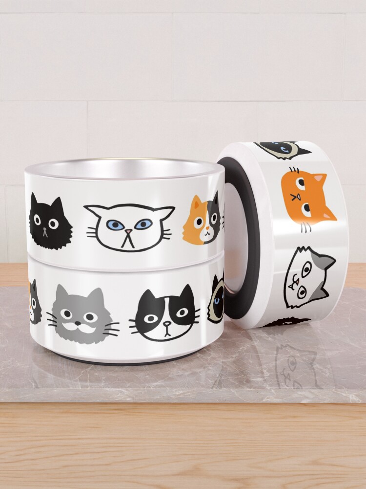 Alternate view of Assorted Cat Faces | Cute Quirky Kitty Cat Drawings Pet Bowl