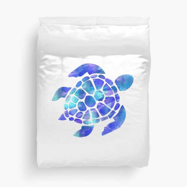 Sea Turtle Watercolor Blue and Purple Duvet Cover