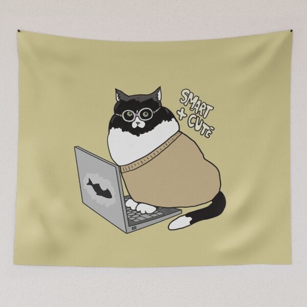Item preview, Cat In Glasses With Laptop Smart And Cute designed and sold by ViewerEqualsPhoton.