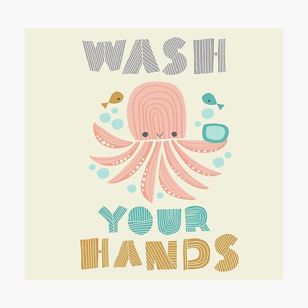 Splish Splash Zoo - Wash Your Hands Photographic Print