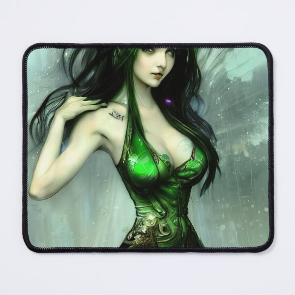 Item preview, hermosa chica de fantasía con cabello verde designed and sold by Balefirefantasy.