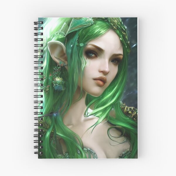 Artikelvorschau, schöne grünhaarige Elfe entworfen und verkauft von Balefirefantasy.