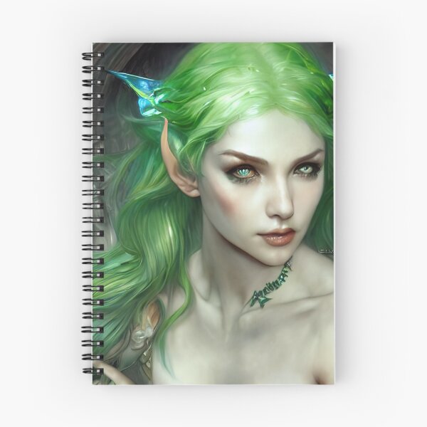 Aperçu de l'œuvre belle elfe aux cheveux verts créée et vendue par Balefirefantasy.