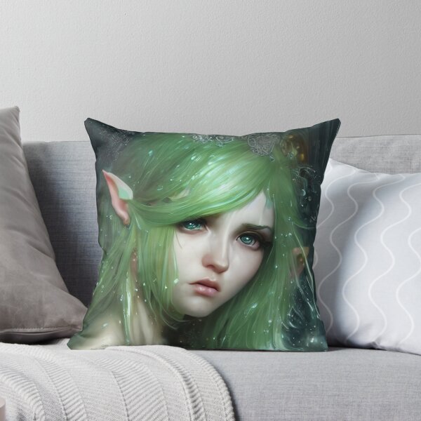 Aperçu de l'œuvre belle elfe aux cheveux verts créée et vendue par Balefirefantasy.