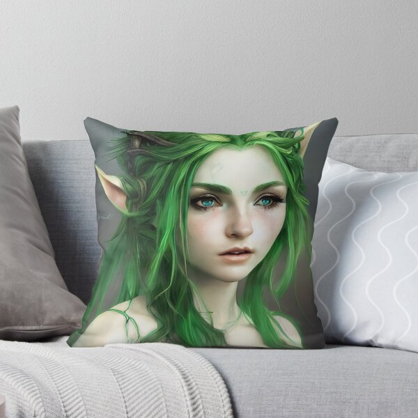 Aperçu de l'œuvre belle elfe aux cheveux verts créée et vendue par Balefirefantasy.