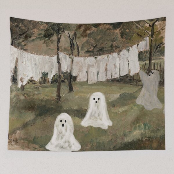 Item preview, Ghosts at l Laundry Line, Halloween Wall Art designed and sold by vintagevivian.
