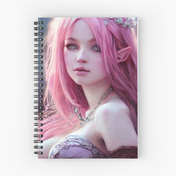 Aperçu de l'œuvre belle elfe aux cheveux roses créée et vendue par Balefirefantasy.