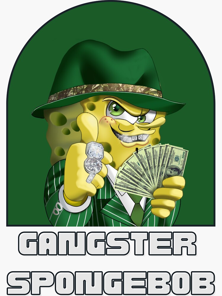 "SpongeBob gangster meme design " Sticker for Sale by Chevrodesigns ...