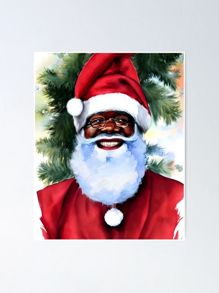 Black Santa Christmas - Water color and ink - African American Poster for  Sale by fruitfulskye