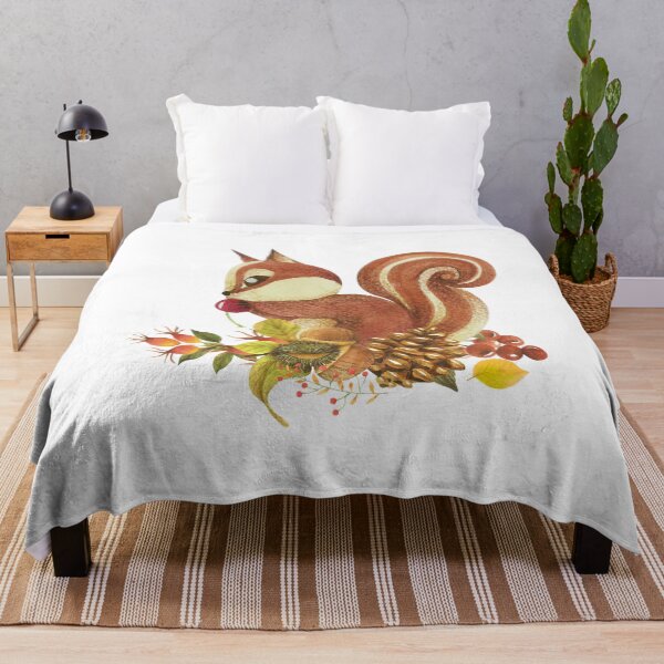 Item preview, Cute Watercolor Squirrel with Forest Finds designed and sold by silviaol.