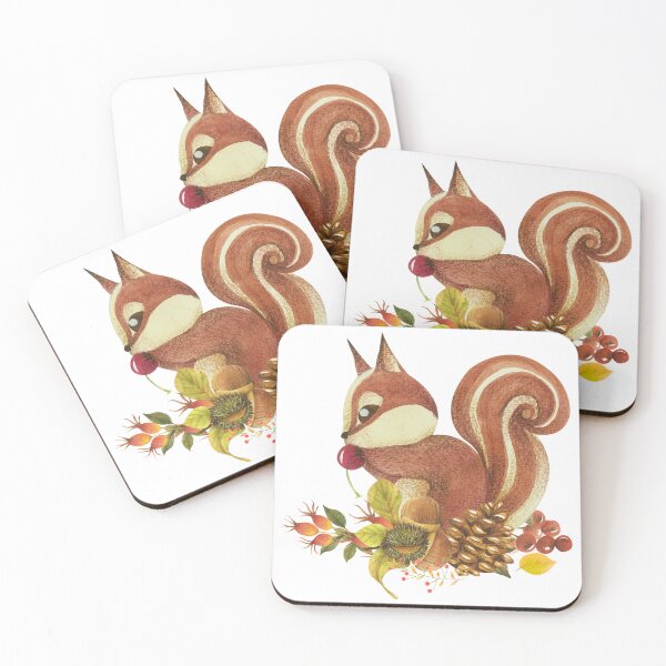 Item preview, Cute Watercolor Squirrel with Forest Finds designed and sold by silviaol.