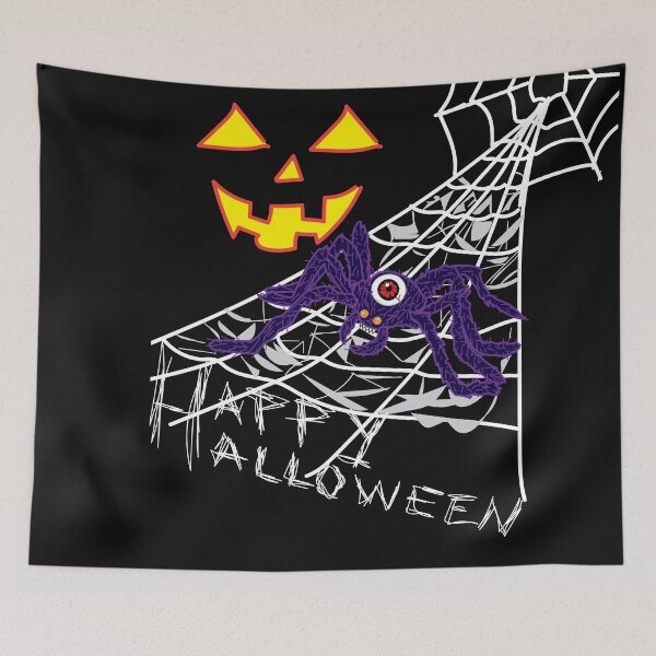 Item preview, Happy Halloween Scary Pumpkin Face Spider On Spiderwebs Giant Spider Monster Eyeball Monster T-Shirt T-Shirt designed and sold by iMobb06.
